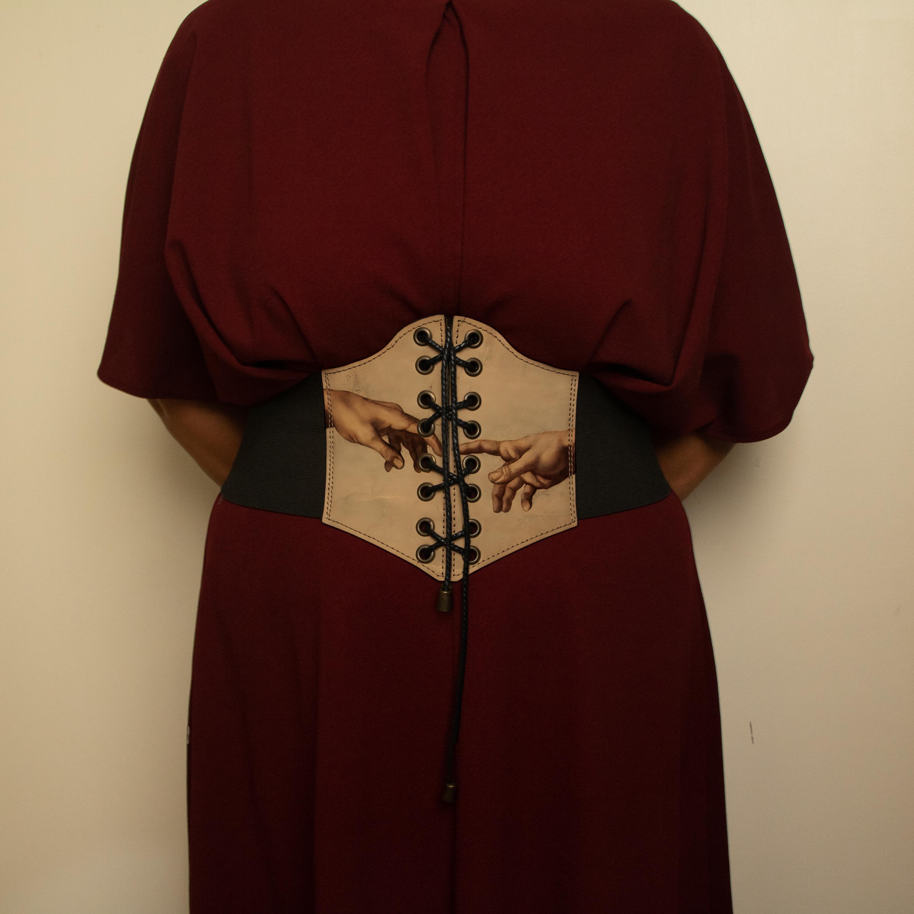 Under Bust Renaissance Corset Inspired by The Creation of Adam Steampunk Plaid Wool Hourglass Underbust Corset – Faire  main image 2