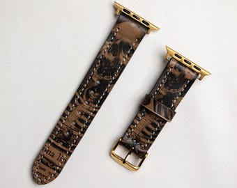 Gothic Skull Apple Watch Band: Genuine Leather Strap