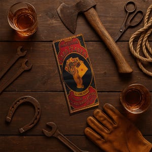 Cartera plegable de cuero hecha a mano - Temática de juegos de cartas - Diseño especial