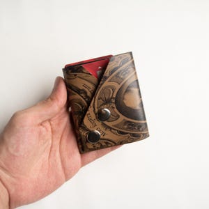 Porte-cartes minimaliste en cuir fait main antique design curiosité - portefeuille minimaliste - porte-cartes de visite - porte-cartes unisexe