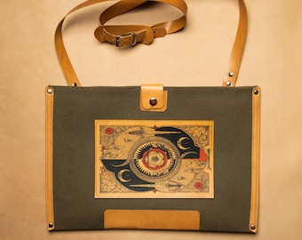 Artisan leren laptophoes: kaartontwerp, verstelbare riem