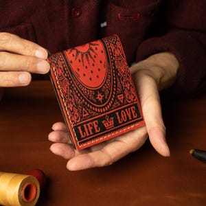 Portefeuille en cuir - Design porte-bonheur - Cadeau pour lui - Portefeuille de voyage élégant - Accessoires en cuir personnalisés - Cadeau