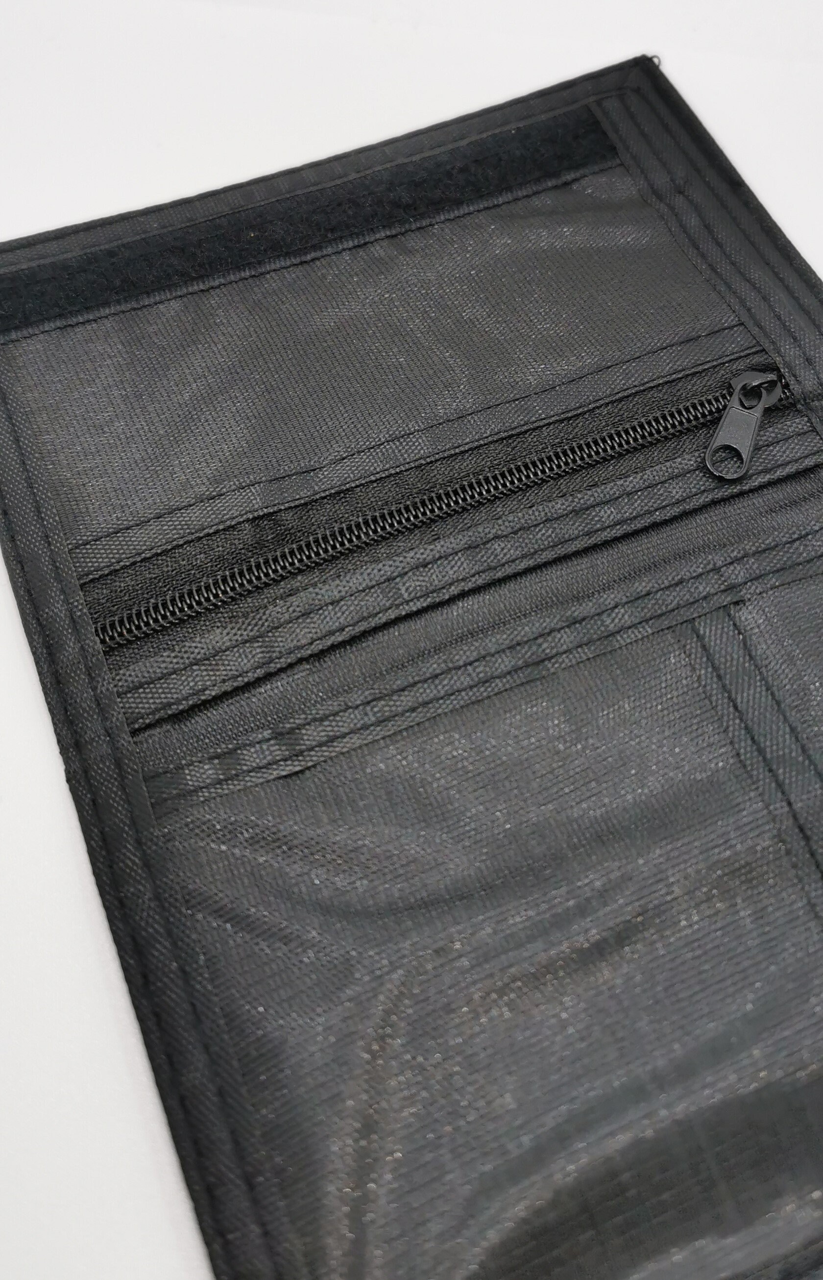 Black Canvas Wallet Debit Card Holder Secure Zip Coin Pocket