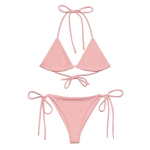 Light Pink Eco Friendly Bikini Set Sustainable Swimsuits For Women Eco-friendly Bikini Top and Bottom Feminine Bikini Cute String Bikini Set