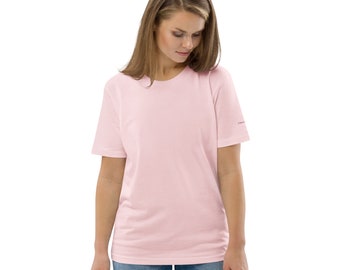 Pink 100% Organic Cotton T-shirt for Women GOTS Certified Eco-Friendly Lavender Sustainable Blank Shirt Plain Tshirt Cozy Gifts Vegan