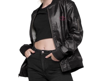 Stylish Faux Leather Bomber Jacket for Women: Vegan-Friendly Black Spring Outerwear