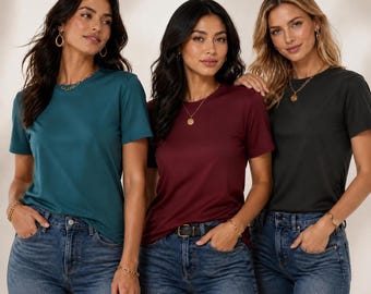 100% Organic Cotton Tee: Sustainable Women's Plain T-Shirt, Oeko-Tex Certified Natural Eco-Friendly Fashion Gift Eco-Conscious Healthy Shirt