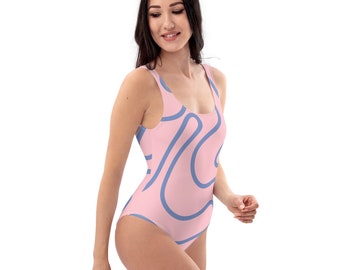 Women’s One-Piece Swimsuit Pattern Stylish Swimwear Bathing Suit For Women One Piece Elegant Gifts For Her Gifts For Women Pink Swimsuits