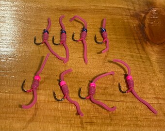 8 - Squirmy Worm Fly - Steelhead Pink - 4.6mm Tungsten Bead Head - #6 Egg Hook - Steelhead