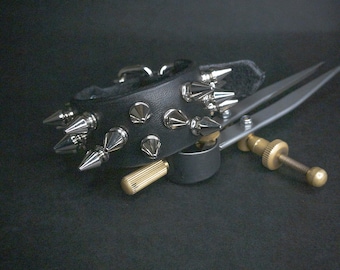 Spike leather bracelet. Handmade spiked leather cuff
