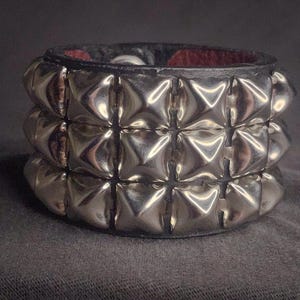 Wrap Leather Studded Bracelet, Metal Pyramid Studs, Women