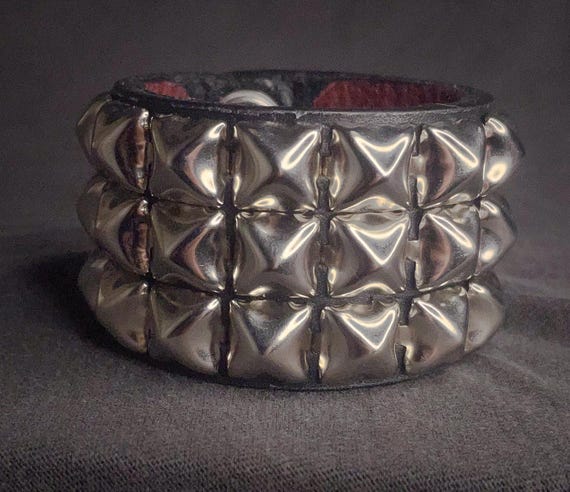 アンダーカバー PYLAMID STUDS LEATHER BRACELET Skeleteen Punk Leather Stud Bracelet - Leather Cuff Biker