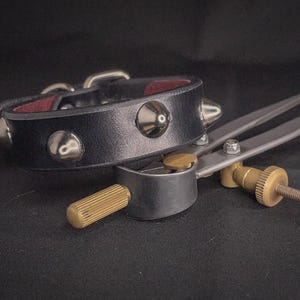 Handmade studded leather wristband cuff. Standard Cone Studs Staggered Leather Bracelet