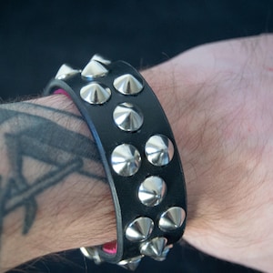 Small cone studded wristband leather cuff