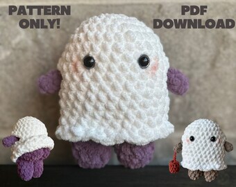 Patrón PDF de amigurumi de fantasma espeluznante y grueso de Halloween