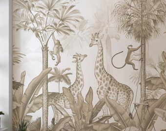Safari Animals Wallpaper Mural: Jungle Nursery Decor