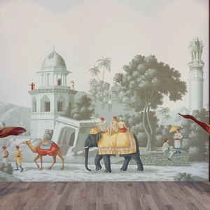 Indian Elephant Wallpaper , India wallpaper, Designer Wall mural, Personalisable wallpaper-india themed mural