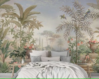 Garden View Wallpaper-Peaceful View Design Mural for Living room and Bedroom -Floral Vibes Design Wallpaper for home decor
