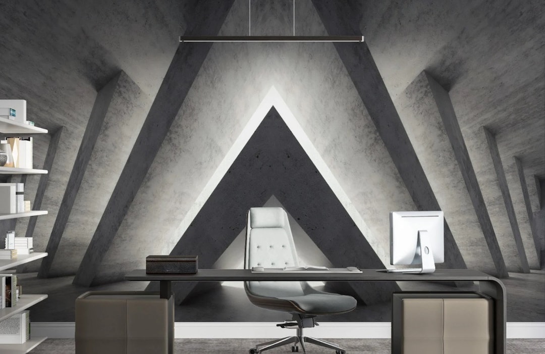 3D Realistic Look Wallpaper - Black and Gray Triangle 3D Wall Mural ...