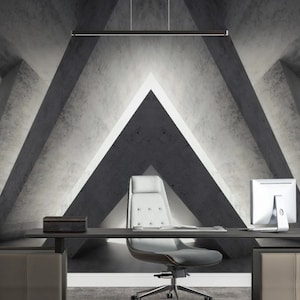 Carta da parati 3D dall'aspetto realistico - Carta da parati murale 3D con triangolo nero e grigio - Carta da parati per arredamento ufficio