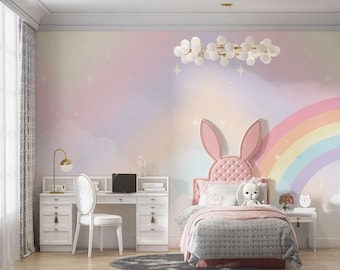 Carta da parati arcobaleno pastello: decorazioni per la cameretta dei bambini