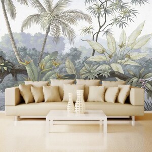 Tropical Jungle Wallpaper: Exotic Trees Scenic Wall Mural