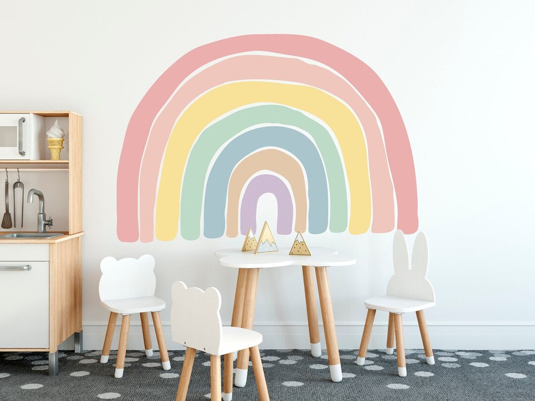 Watercolor Rainbow Wall Decal: Pastel Nursery Decor - Etsy