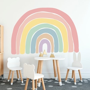 Aquarell Großer Regenbogen Wand Aufkleber, Kinderzimmer Wand Aufkleber, Mädchen Wand Aufkleber, Regenbogen Wand Dekor, Regenbogen Wand Aufkleber