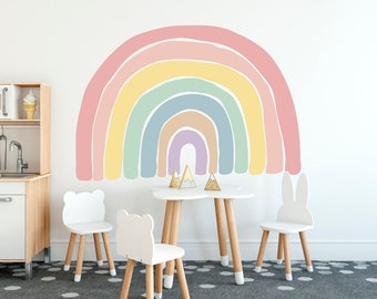 Watercolor Rainbow Wall Decal: Pastel Nursery Decor