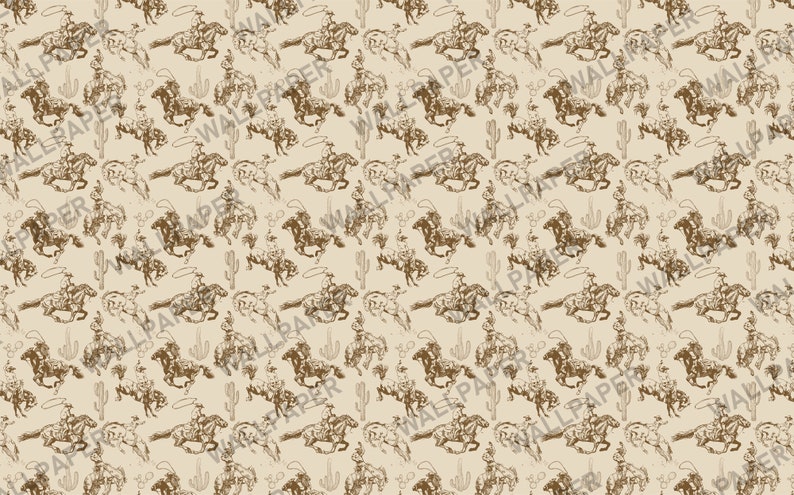 wild west cowboy patterned wallpaper