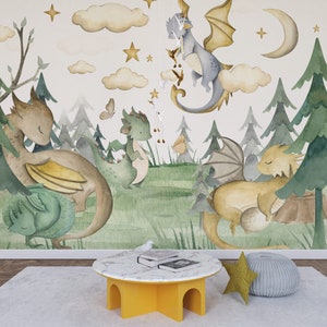 Dragons Kids Wallpaper, Nursery Wall Mural , Peel and Stick Wallpaper ...