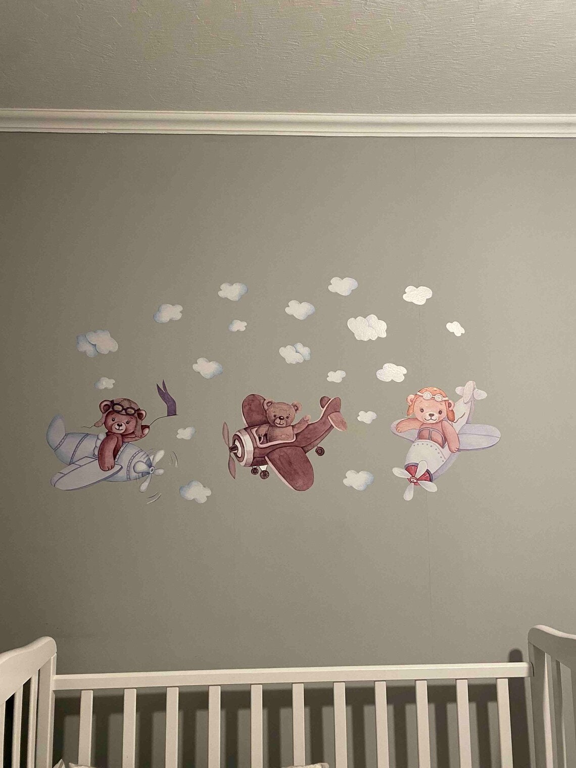 Pilot Teddy Bears Baby Boy Room Wall Decals Nursery Wall Stickers Kids