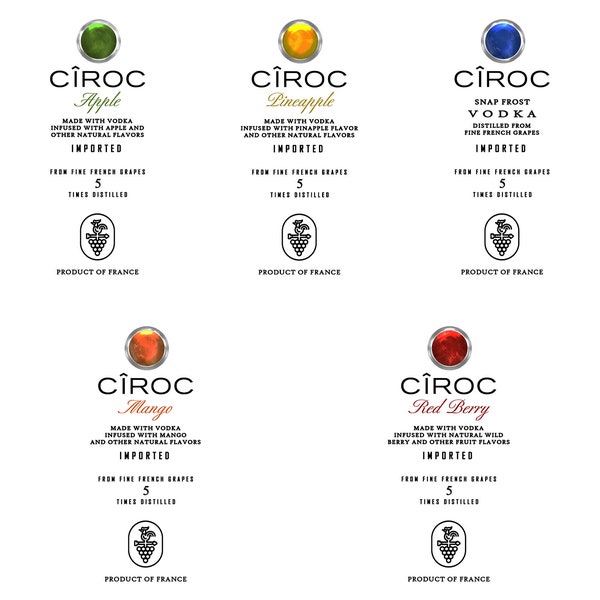 5 CIROC Vodka Tumbler Wraps, 17-20oz. Sublimation PNG Designs