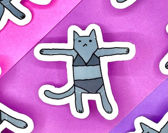 Gray Bikini Cat / Goth Cat Sticker