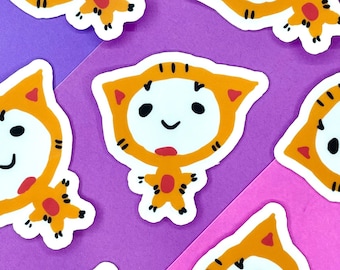 Tony the Paws-itive / Orange Cat Sticker / Cat Sticker / Cute Cat / Water Bottle Sticker / Vinyl Sticker / Waterproof Sticker