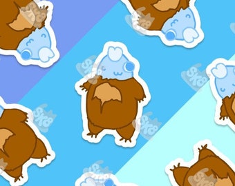 Fish Bear Sticker / Bear Sticker / Fish Sticker / Cute Sticker / Fun Sticker / Matte Vinyl Sticker