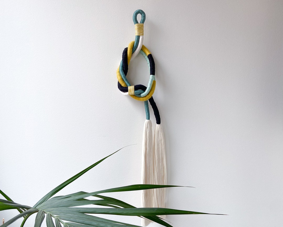 Modern Macrame Wrapped Knot Wall Hanging Contemporary Rope Etsy