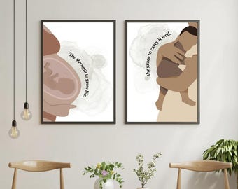 Ganzheitliche Schwangerschaft Wand Kunst: Minimalistische Wellness Klinik Dekor (Digitaler Download)