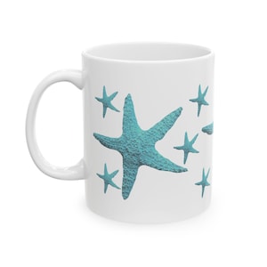 Starfish Ceramic Mug: Beach Coastal Decor - Ocean Lover Gift