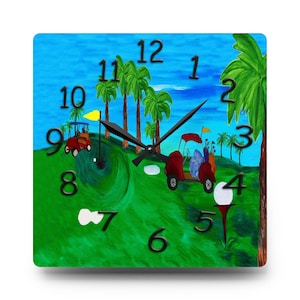 Golf course Acrylic Wall Clock - Golf lovers gift, Unique Home Decor for Golf home decor Great Gift for Housewarming, Birthday, Father&#39;s day