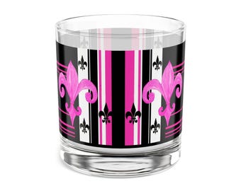 Fleur de Lis Rocks Glass: Elegant Cocktail Barware, 10oz