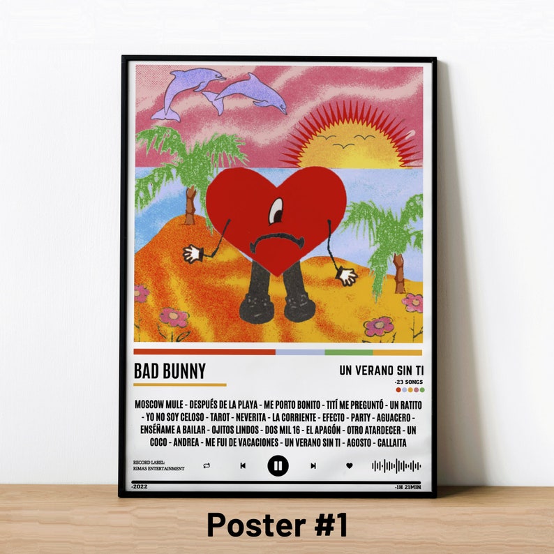 Bad Bunny Poster, Bad Bunny Print, Un Verano Sin Ti Poster, YHLQMDLG