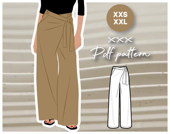 TEGAN Extra Wide-leg Palazzo Pants Trousers With Wrap Front, Slash