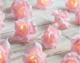 Beautiful Rose String Lights | Battery Operated | Pink