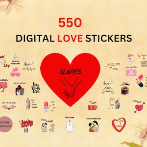 Love Digital Stickers, Daily Planner Stickers, iPad Stickers, Goodnotes Stickers, OneNote Stickers, Digital Planner Stickers, Planner, PNG