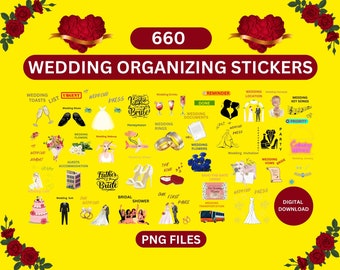 Wedding Stickers, Wedding Planner Stickers, Digital Stickers, Digital Planner Stickers, PNG, Wedding, Digital Planning, Sticky Notes
