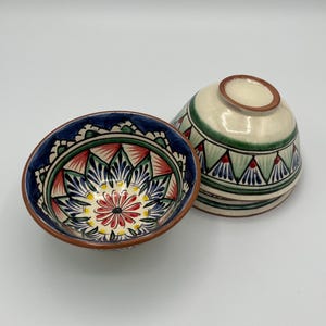 Set di piccole ciotole in ceramica uzbeka - 6 pezzi: ciotole floreali per il tè orientale