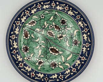 Handmade Uzbek Ceramic Plate: Floral Hand-Painted Platter (11.4'')