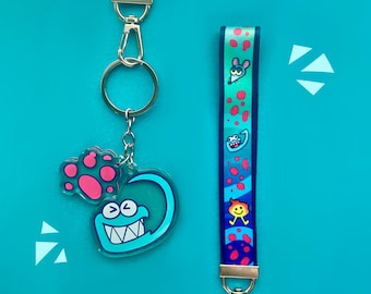 jerma themed lanyard keychain with cute epoxy charms