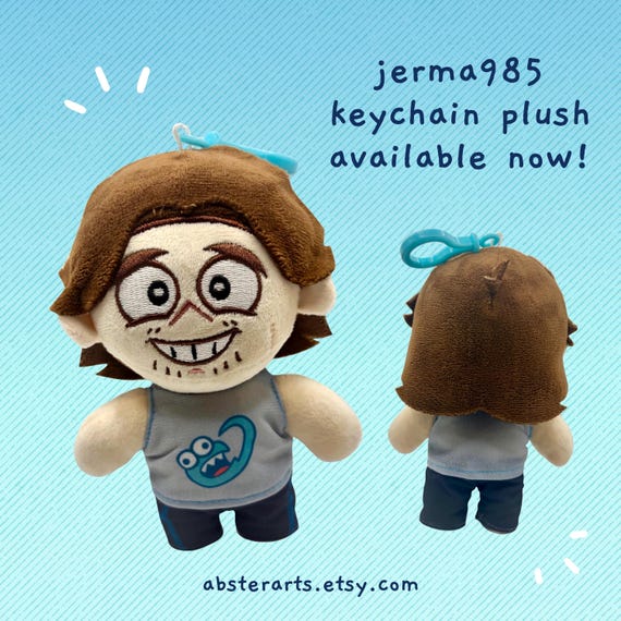 Jerma985 Keychain Plush 7 Inch With Cute Logo Tank Top and Plastic